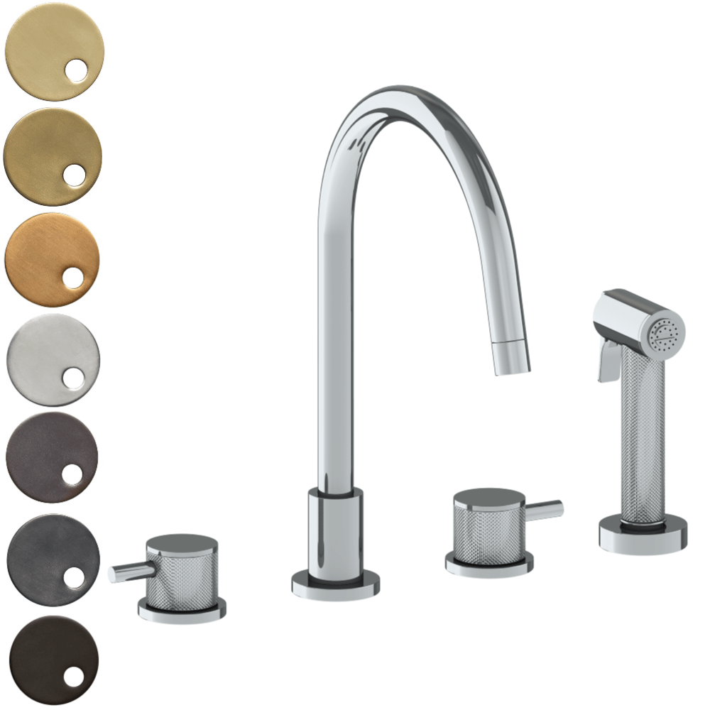 The Watermark Collection Kitchen Tap Polished Chrome The Watermark Collection Titanium 3 Hole Kitchen Set with Seperate Pull Out Rinse Spray
