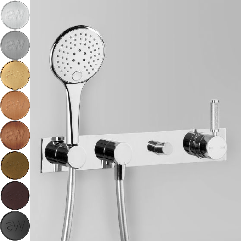 Astra Walker Showers Astra Walker Knurled Icon + Lever Multi-Function Hand Shower & Mixer with Diverter on Backplate