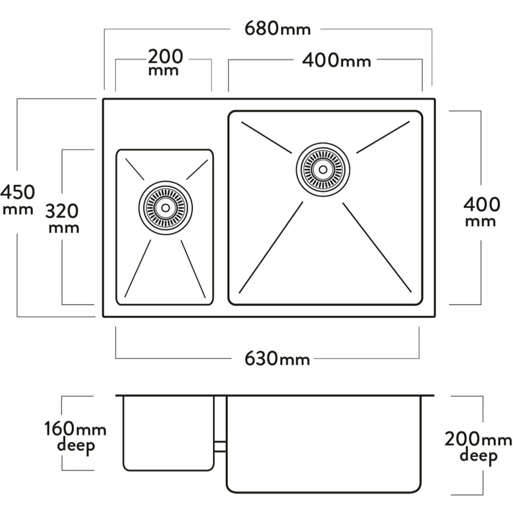 Mercer Kitchen Sinks Mercer DV Hampton Double Sink | 200 + 400mm
