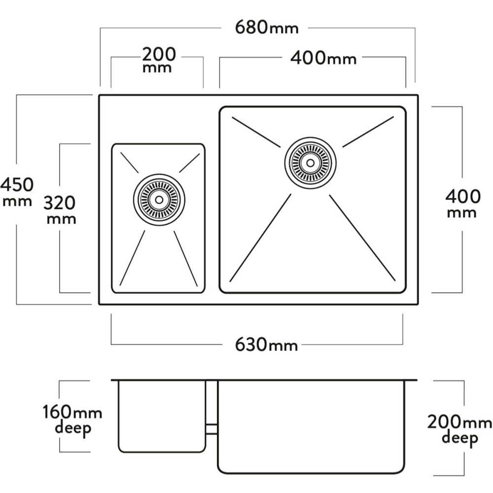 Mercer DV Hampton Double Sink | 200 + 400mm - The Kitchen Hub