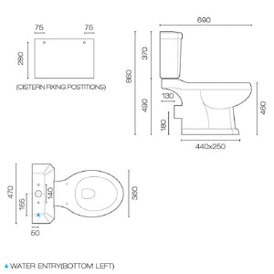Plumbline Toilet McKinley Adelphi Close Coupled Toilet Suite