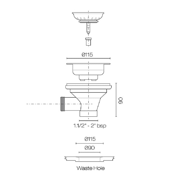Shaws Basket Waste Butler Sink Accessory The Kitchen Hub