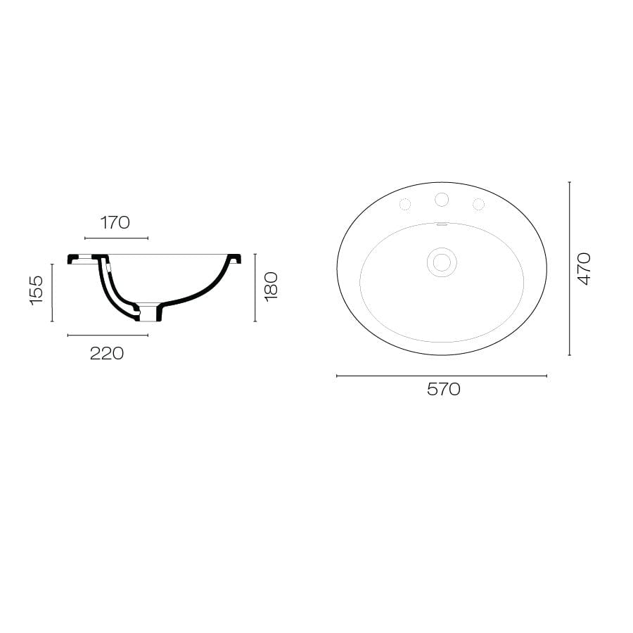 Progetto Basins Pura Ellipse 57 Inset Basin