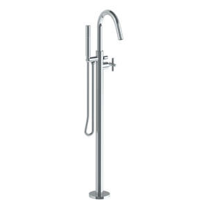 The Watermark Collection Freestanding Bath Fillers Polished Chrome The Watermark Collection Sense Single Freestanding Bath Set with Slimline Hand Shower | Cross Handle