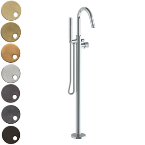 The Watermark Collection Freestanding Bath Fillers Polished Chrome The Watermark Collection Sense Single Freestanding Bath Set with Slimline Hand Shower | Dial Handle