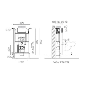 Plumbline In-Wall Cistern Speedo S30 Low Height Full Frame Inwall Cistern