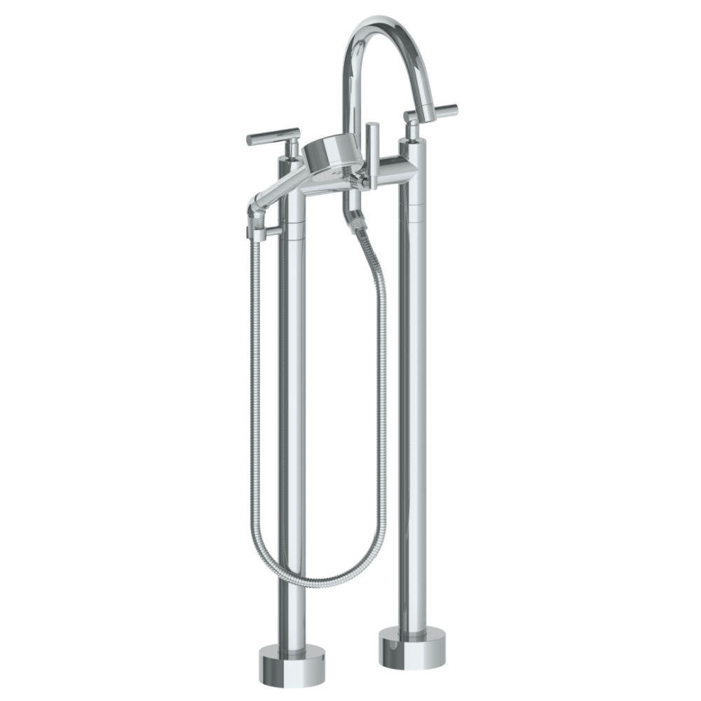 The Watermark Collection Freestanding Bath Fillers Polished Chrome The Watermark Collection Sense Freestanding Bath Set with Volume Hand Shower | Lever Handle