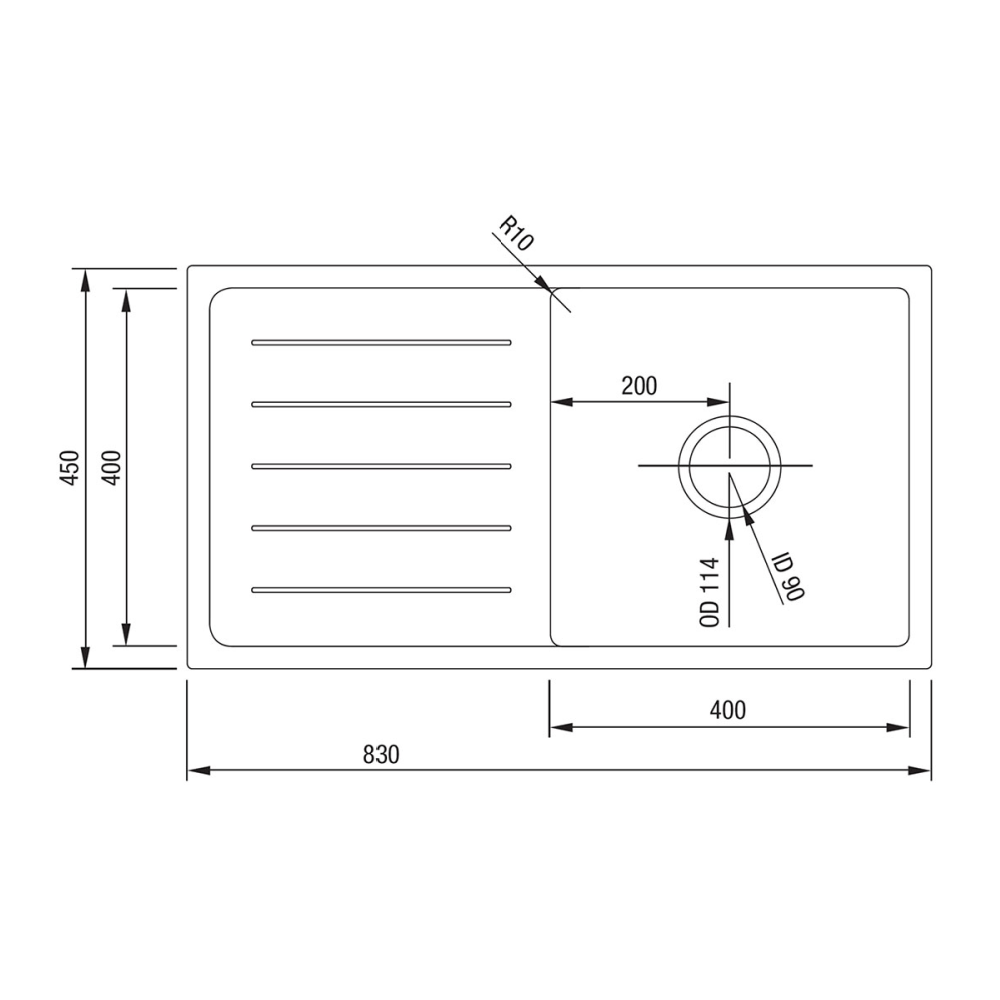 Sergio Kitchen Sinks Sergio Urbane Handmade Single Sink with Drainer | 400 x 400mm