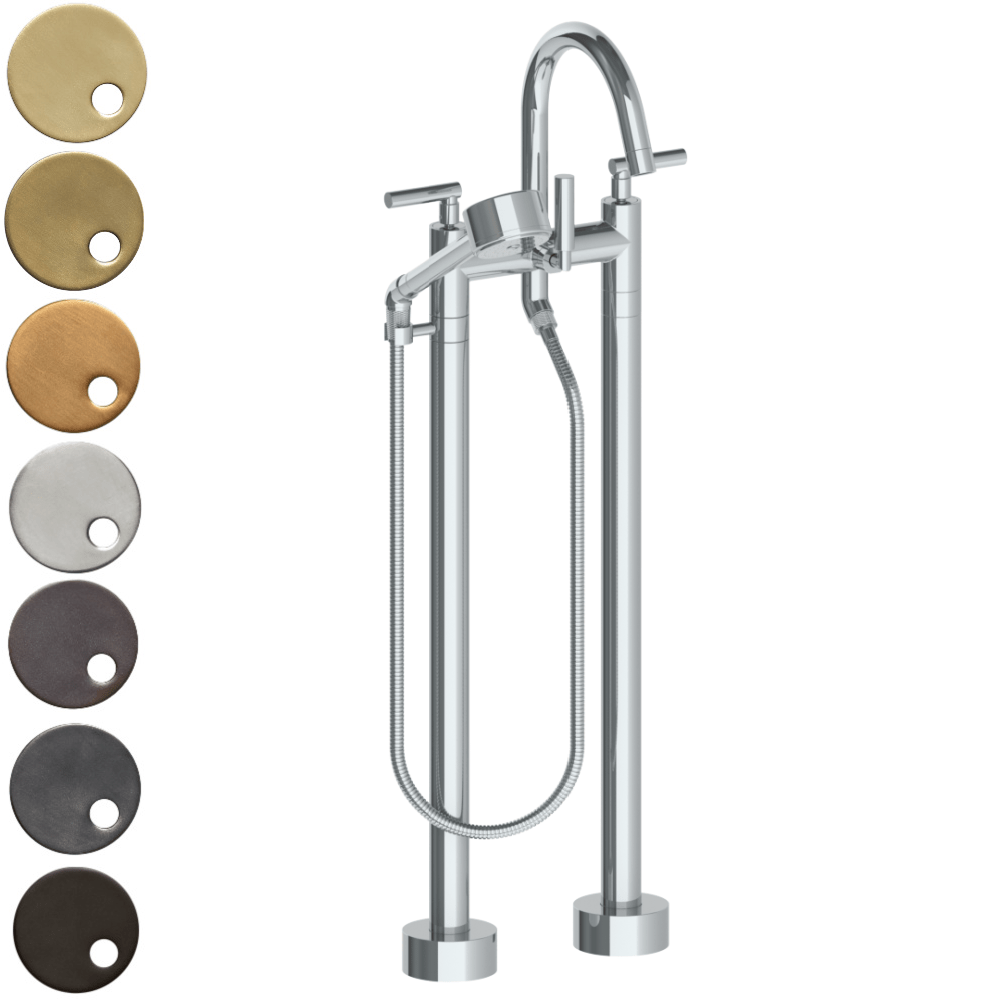 The Watermark Collection Freestanding Bath Fillers Polished Chrome The Watermark Collection Sense Freestanding Bath Set with Volume Hand Shower | Lever Handle
