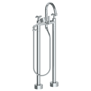 The Watermark Collection Freestanding Bath Fillers Polished Chrome The Watermark Collection Sense Freestanding Bath Set with Volume Hand Shower | Cross Handle