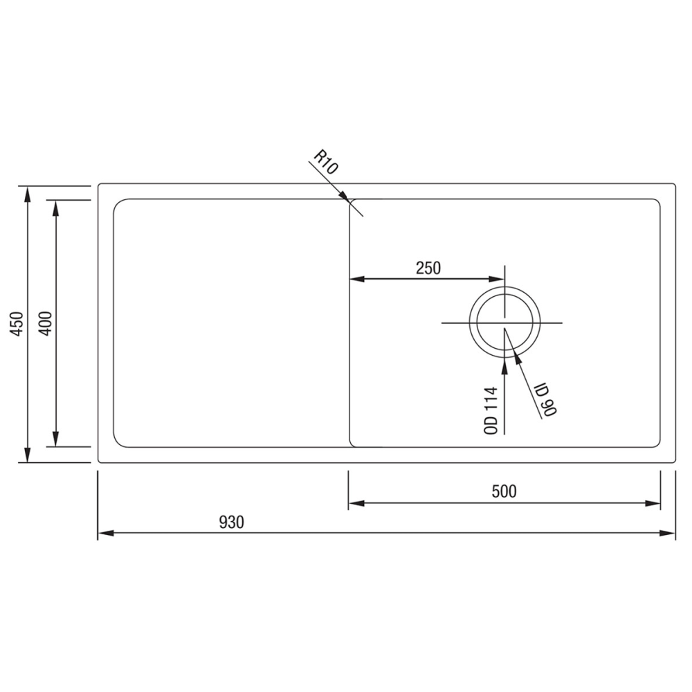 Sergio Kitchen Sinks Sergio Urbane Handmade Single Sink with Drainer | 500 x 400mm