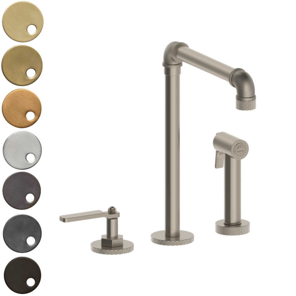 The Watermark Collection Kitchen Tap Polished Chrome The Watermark Collection Elan Vital 2 Hole Kitchen Set with Seperate Pull Out Rinse Spray