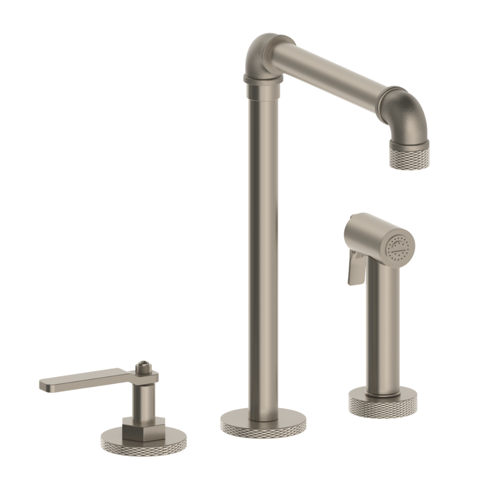 The Watermark Collection Kitchen Tap Polished Chrome The Watermark Collection Elan Vital 2 Hole Kitchen Set with Seperate Pull Out Rinse Spray