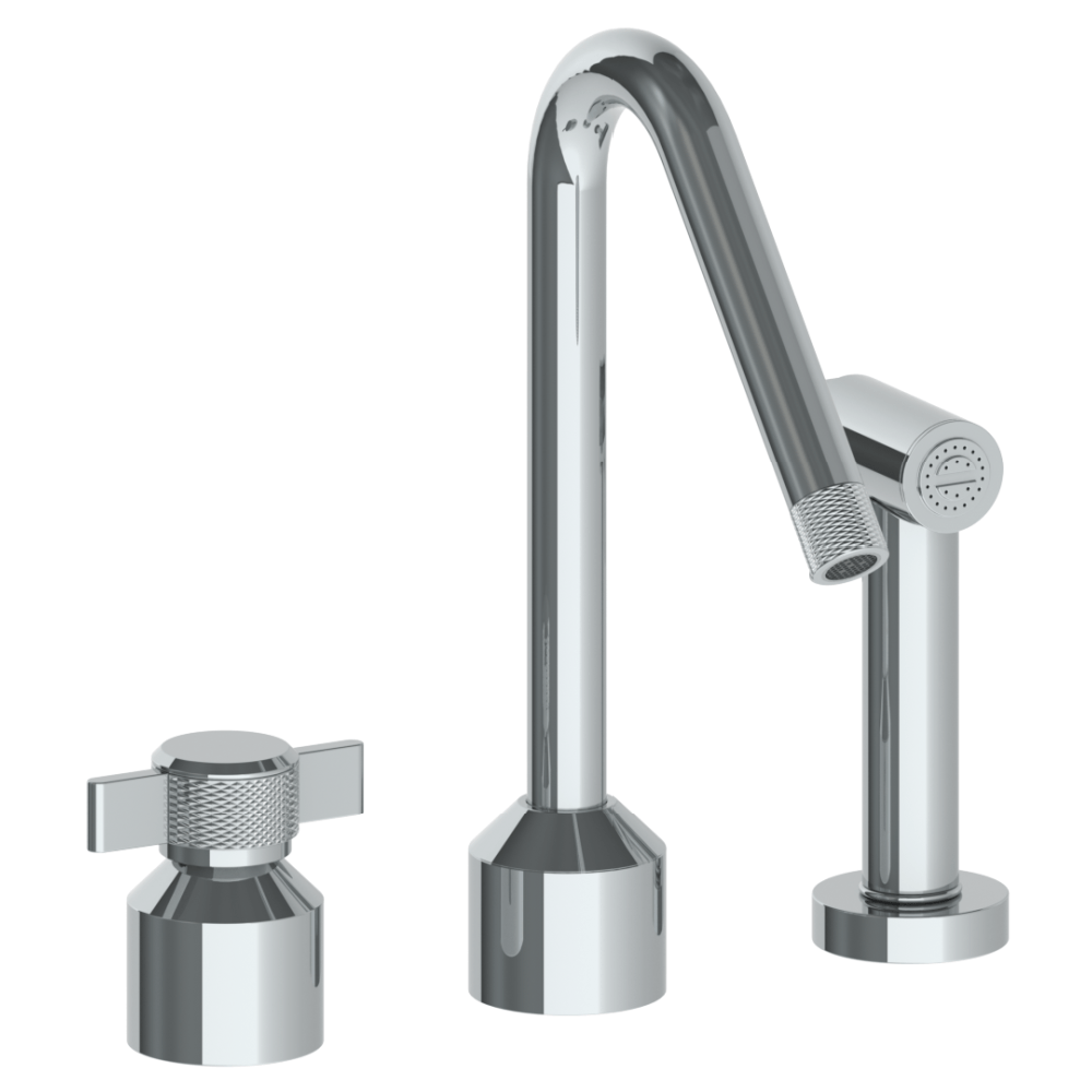 The Watermark Collection Kitchen Taps Polished Chrome The Watermark Collection Urbane 2 Hole Kitchen Set with Angled Spout & Separate Pull Out Rinse Spray | Cooper Handle