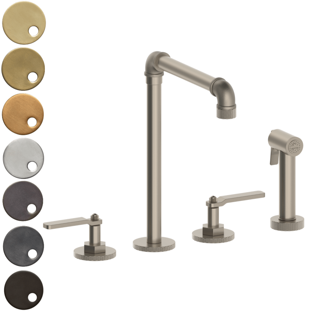 The Watermark Collection Kitchen Tap Polished Chrome The Watermark Collection Elan Vital 3 Hole Kitchen Set with Seperate Pull Out Rinse Spray