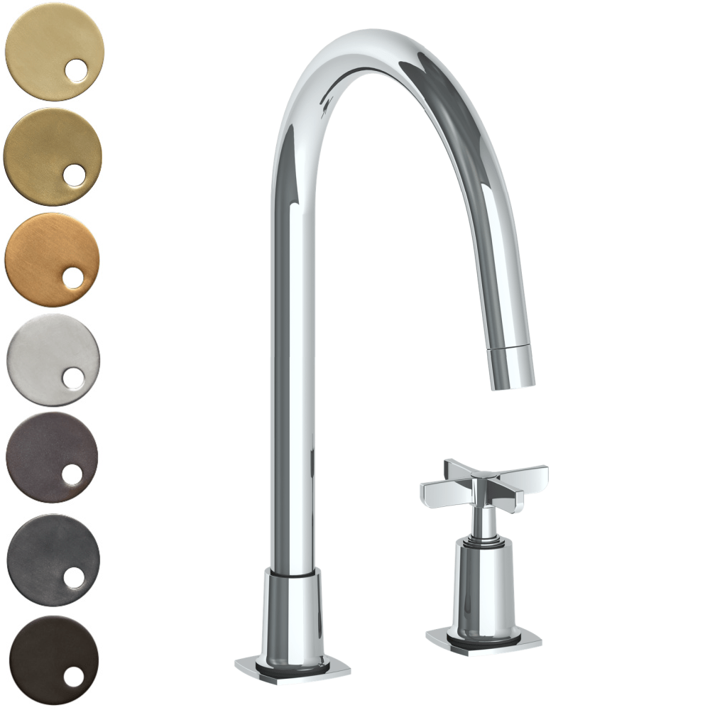 The Watermark Collection Kitchen Tap Polished Chrome The Watermark Collection Highline 2 Hole Kitchen Set | Cross Handle