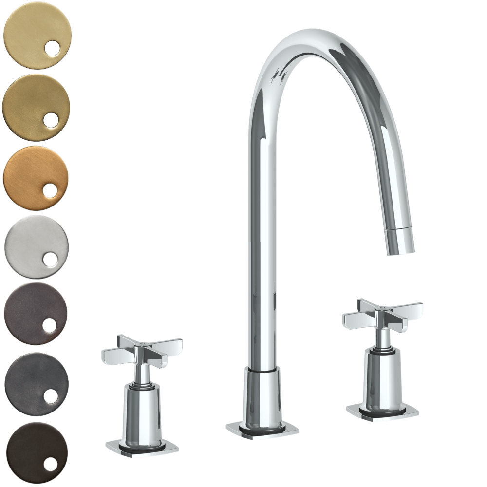 The Watermark Collection Kitchen Tap Polished Chrome The Watermark Collection Highline 3 Hole Kitchen Set | Cross Handle