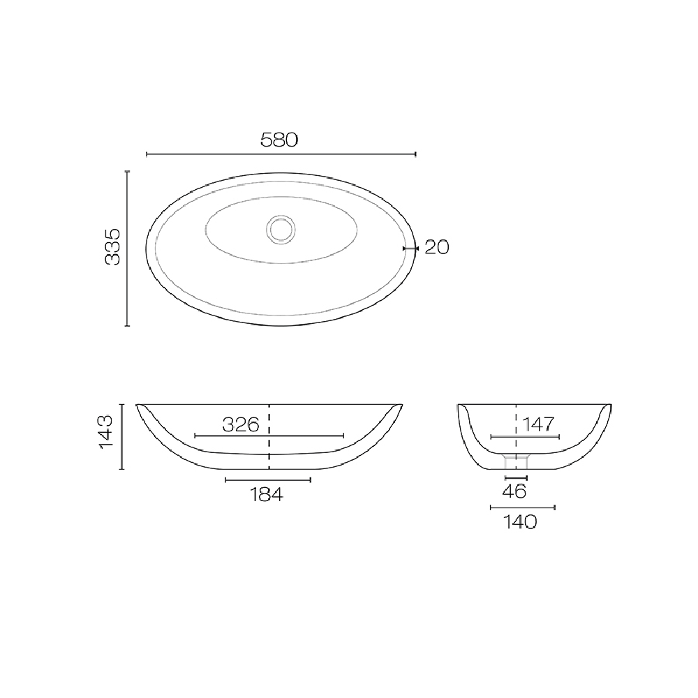 Plumbline Basins Claybrook Ovo 580 Vessel Basin