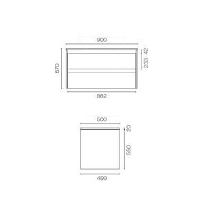 Catalano Vanity Stanza Legno 900 2 Drawer Vanity