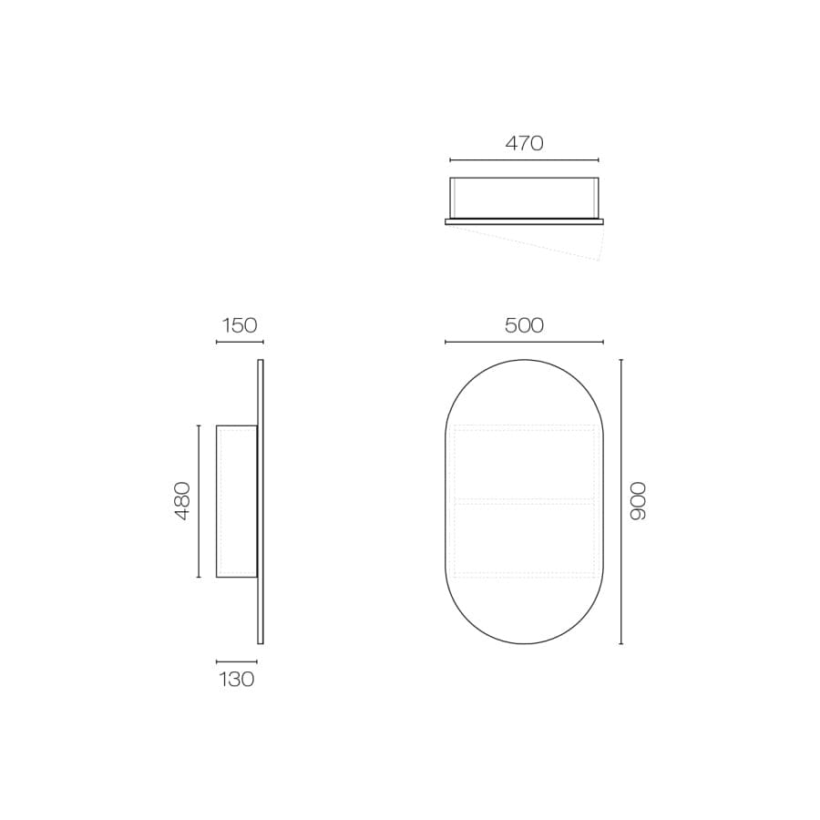 Progetto Bathroom Accessories Vista 500 Pill Mirror Cabinet