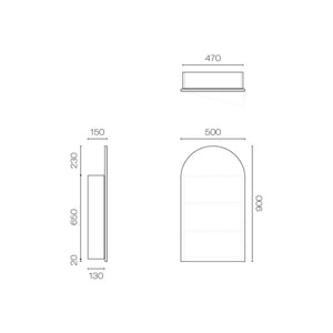 Progetto Bathroom Accessories Vista 500 Arch Mirror Cabinet
