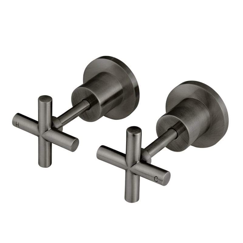 Meir Wall Mixers Meir Round Cross Handle Jumper Valve Wall Taps | Shadow