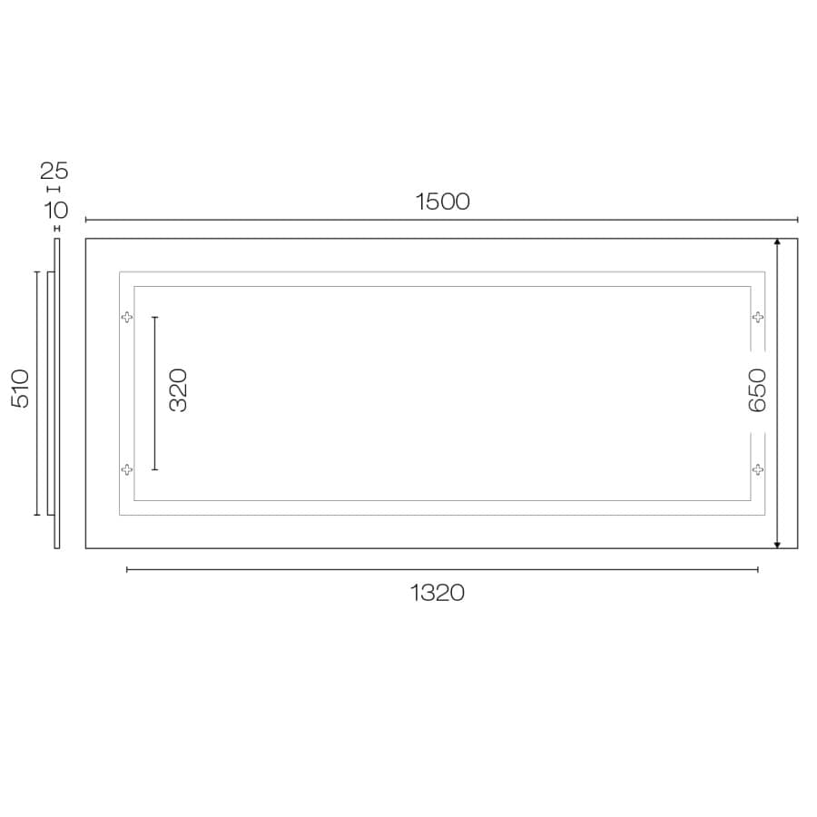 Progetto Mirrors Frame 1500 Rectangle Mirror | Black