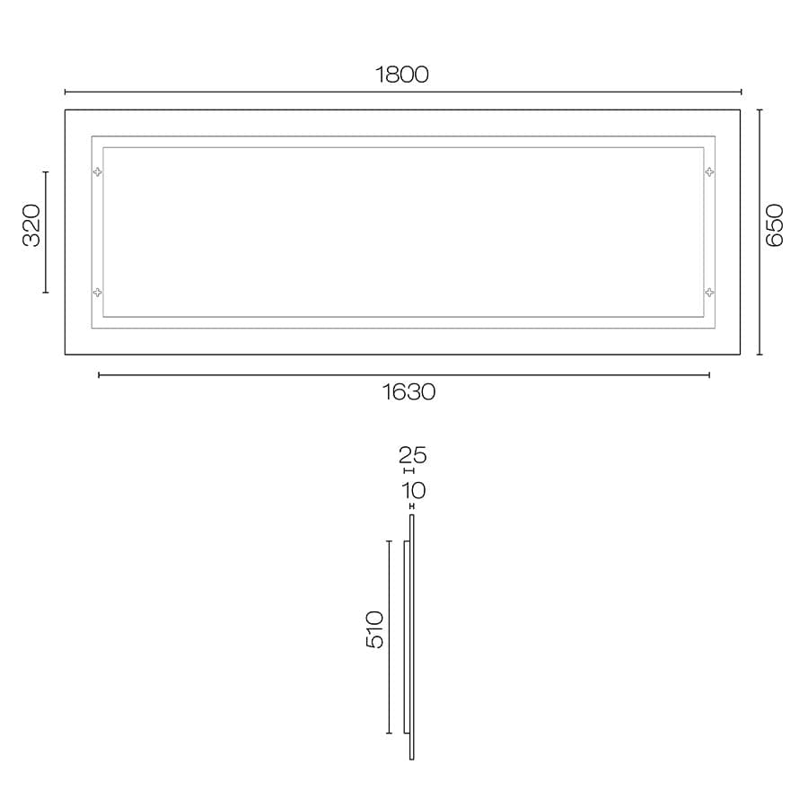 Progetto Mirrors Frame 1800 Rectangle Mirror | Black