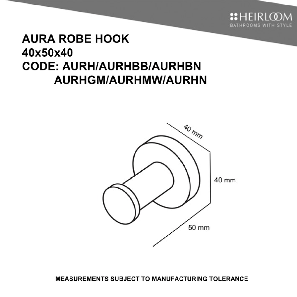 Heirloom Robe Hook Heirloom Aura Robe Hook | Black