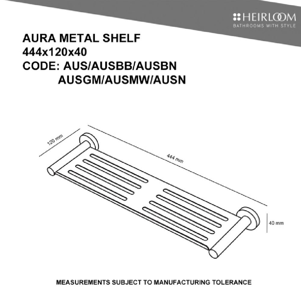 Heirloom Shelf Heirloom Aura Metal Shelf | Brushed Brass