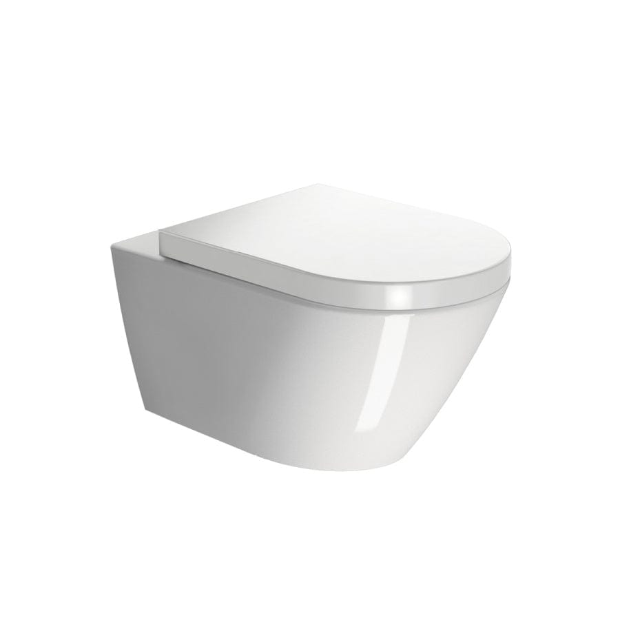 Plumbline Toilets Kube Rimless Wall Hung Toilet with Thick Seat | Gloss White