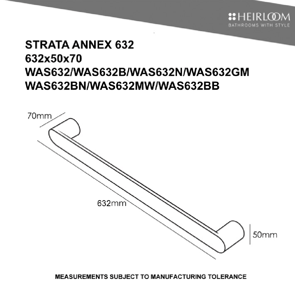 Heirloom Heated Towel Rail Heirloom Strata Annex 632 Heated Towel Rail | Brushed Nickel