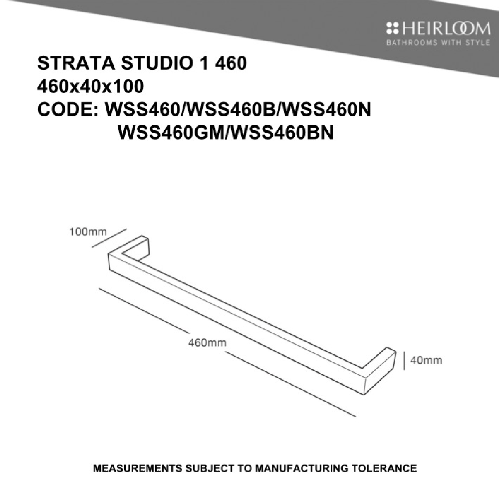 Heirloom Heated Towel Rail Heirloom Strata Studio 1 460 Heated Towel Rail | Gunmetal