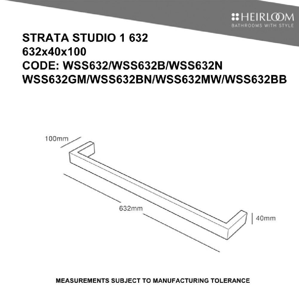 Heirloom Heated Towel Rail Heirloom Strata Studio 1 632 Heated Towel Rail | Gunmetal