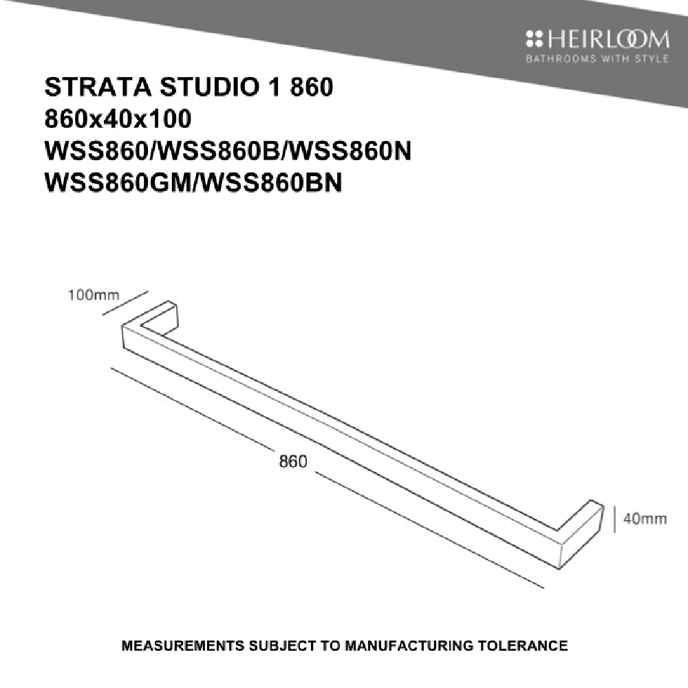 Heirloom Heated Towel Rail Heirloom Strata Studio 1 860 Heated Towel Rail | Brushed Nickel