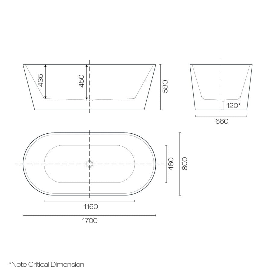 Plumbline Bath Tondo 1700 Freestanding Bath