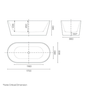 Plumbline Bath Tondo 1700 Freestanding Bath