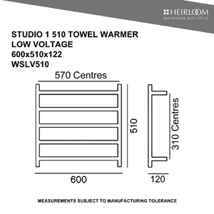 Heirloom Heated Towel Rail Heirloom Studio 1 510 Low Voltage Heated Towel Ladder | Polished Stainless