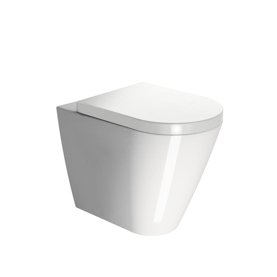 Plumbline Toilets Kube Rimless Floor Mount Toilet with Thick Seat | Gloss White