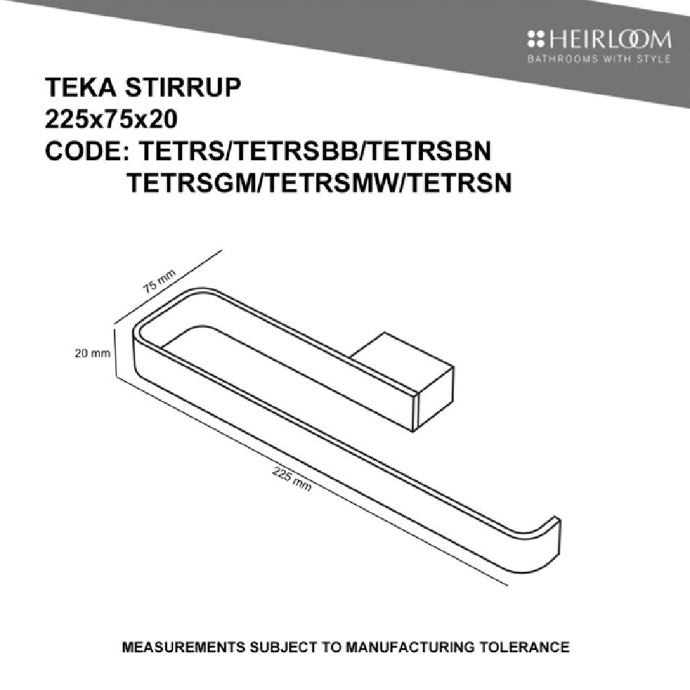 Heirloom Towel Rail Heirloom Teka Towel Stirrup | Brushed Brass