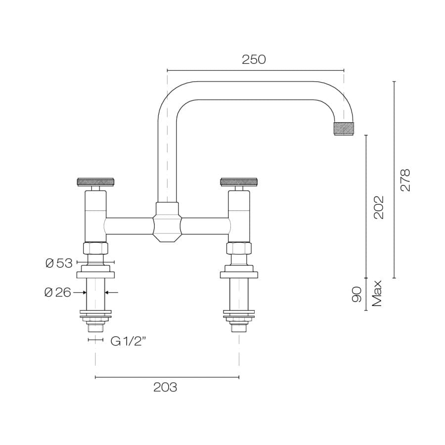 Plumbline Kitchen Taps Nicolazzi Arena Bridge Kitchen Mixer