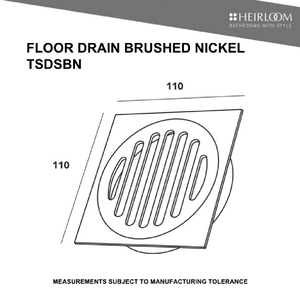 Heirloom Drain Heirloom Floor Drain 100mm | Brushed Nickel