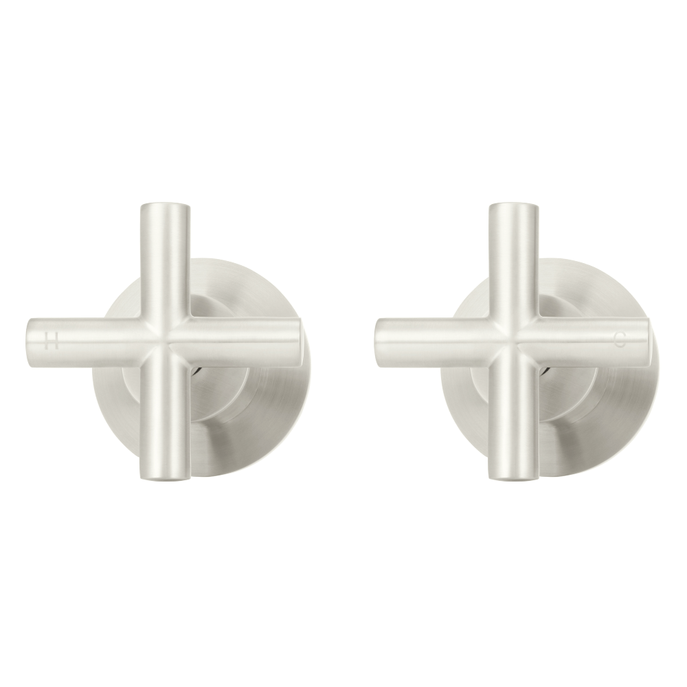 Meir Wall Mixers Meir Cross Handle Taps | Brushed Nickel