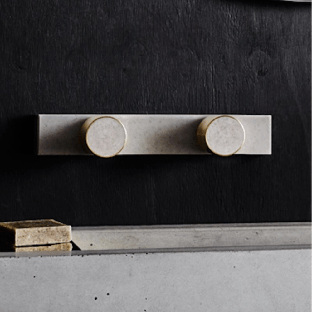 Wood Melbourne Bathroom tapware Wood Melbourne Olympia Round Concrete & Brass Taps with One-Piece Backplate