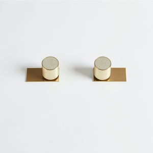 Wood Melbourne Bathroom tapware Wood Melbourne Olympia Round Concrete & Brass Taps with Two-Piece Backplate