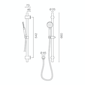 Plumbline Shower Oli 316 Round Slide Shower