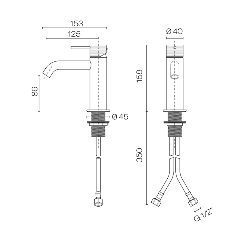 Plumbline Basin Taps Oli 316 Basin Mixer with Linea Handle