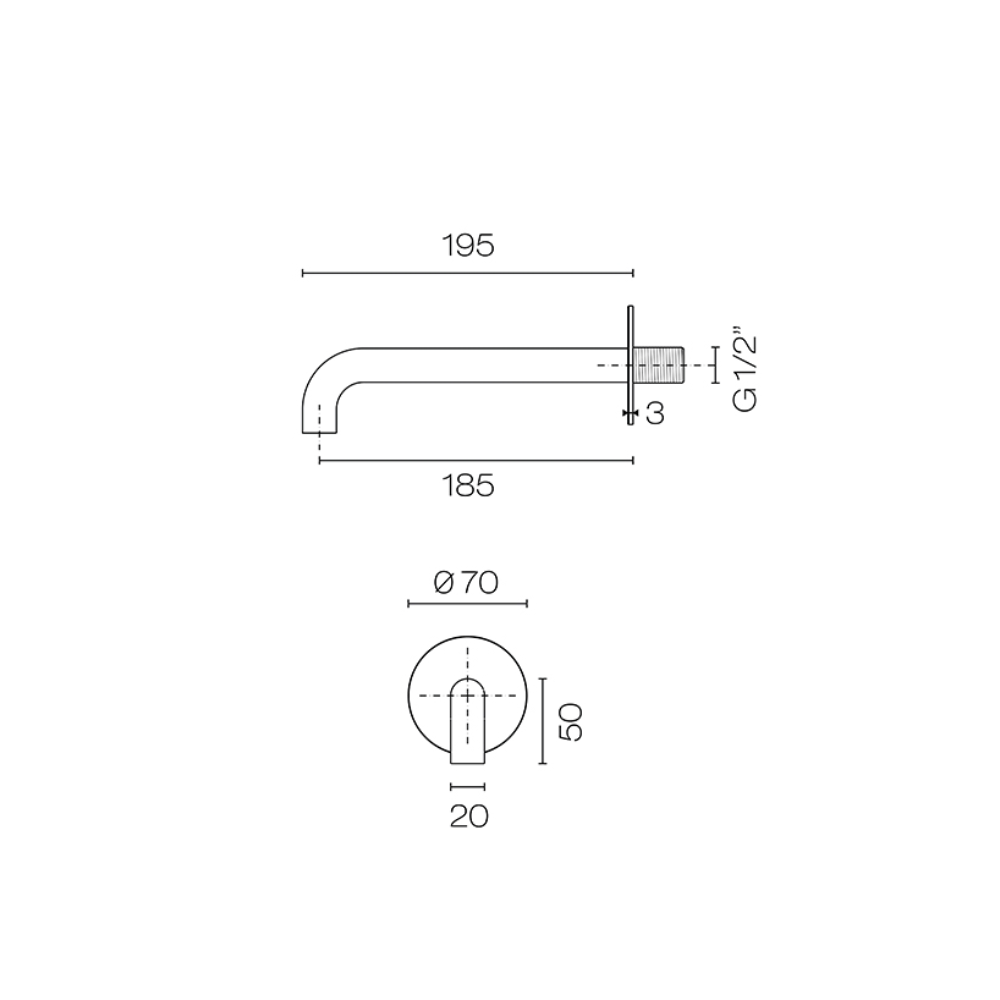 Plumbline Spouts Oli 316 Wall Mount Bath Spout 180mm