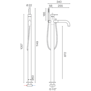 Plumbline Freestanding Bath Fillers Oli 316 Floor Mount Bath Filler & Hand Shower