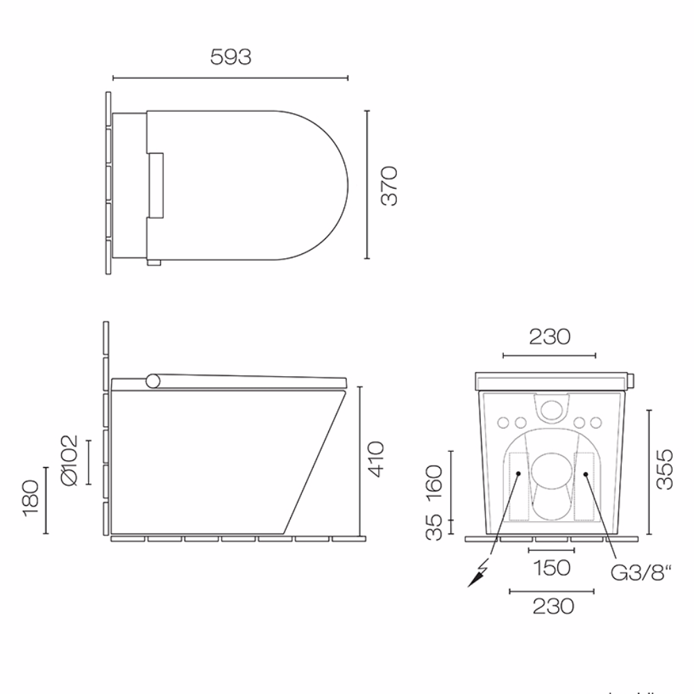 Plumbline Toilet Axent.One Plus Floor Mount Intelligent Shower Toilet